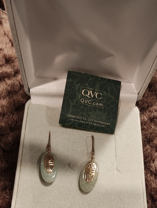 QVC Jewelry - QVC Gold-Accented Pale Green Jade Drop Earrings